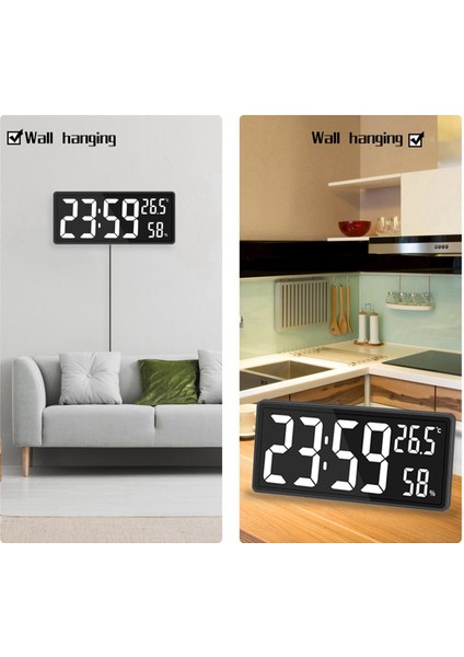 2x LED Dijital Duvar Saati, Büyük Haneli Ekran, Iç Mekan Sıcaklık ve Nem, Çiftlik Evi, Ev, Sınıf, Ofis Için Yeşil (Yurt Dışından)