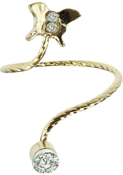 Noel Hediyesi Yeni Sevimli Desen Bükülmüş Üstü Knuckle Band Midi Parmak Tırnak Yüzük, Kelebek Altın (Yurt Dışından)