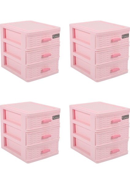 Хранение Продукции,4x Plastik Çekmece Tasarlanmış 3 Bölmeli Takı Saklama Kutusu Pembe (Yurt Dışından)