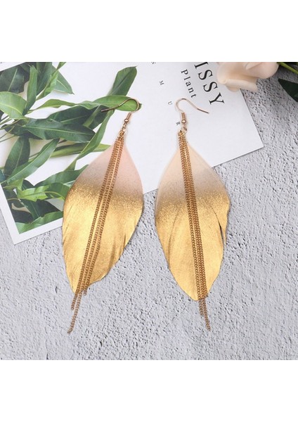 Moda Takı Floresan Çift Renk Egzotik Dangle Eardrop Küpe Uzun Metal Püskül Tüy Küpe Kadın Aksesuarları Süsler Gül Kırmızı (Yurt Dışından) modelleri