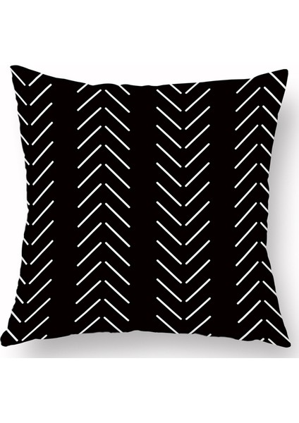 Siyah ve Beyaz Geometrik Minder Örtüsü Basit Çizgiler Dekoratif Yastık Kılıfı Kanepe Kanepe Yatak Odası Ev Dekor 45X45 cm (Yurt Dışından)