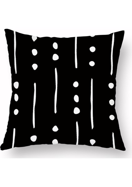 Siyah ve Beyaz Geometrik Minder Örtüsü Basit Çizgiler Dekoratif Yastık Kılıfı Kanepe Kanepe Yatak Odası Ev Dekor 45X45 cm (Yurt Dışından)