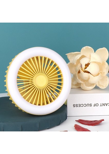 USB Masaüstü Katlanabilir Fan, 3 Hızlı Kişisel Küçük Masa, Sessiz Yumuşak Gece Işığı Ev Ofis Araba Açık Kamp Gezisi Için Uygun (Sarı) (Yurt Dışından)
