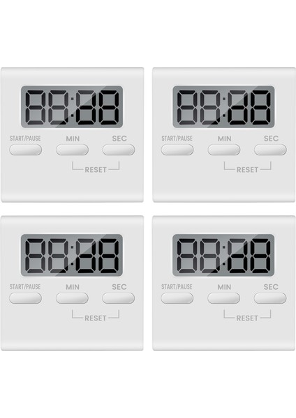 4 Adet Dijital Mutfak Geri Sayım Sayacı Mutfak Zamanlayıcı Pişirme Zamanlayıcısı Yüksek Sesli Alarm ile Büyük Haneli ve Yemek Pişirmek Için Arka Stand (Yurt Dışından)