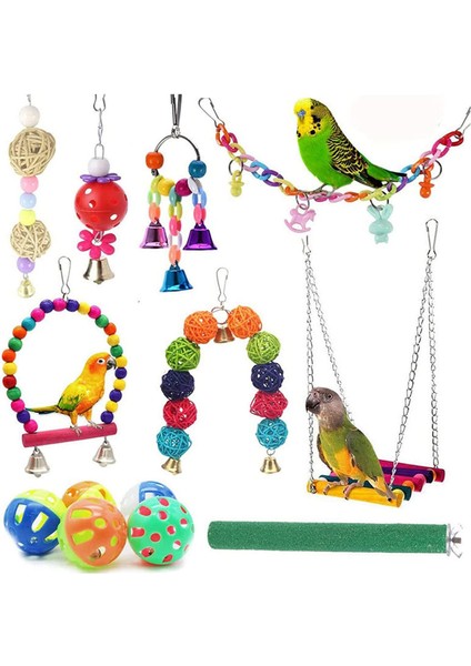 Kuş Oyuncakları Papağan Salıncak Oyuncakları Evcil Hayvan Kuş Kafesi Oyuncakları Çiğneme Asılı Çan Oyuncaklar Papağan Cockatiel Conures Aşk Kuşları ile Uyumlu (Yurt Dışından) fiyatları