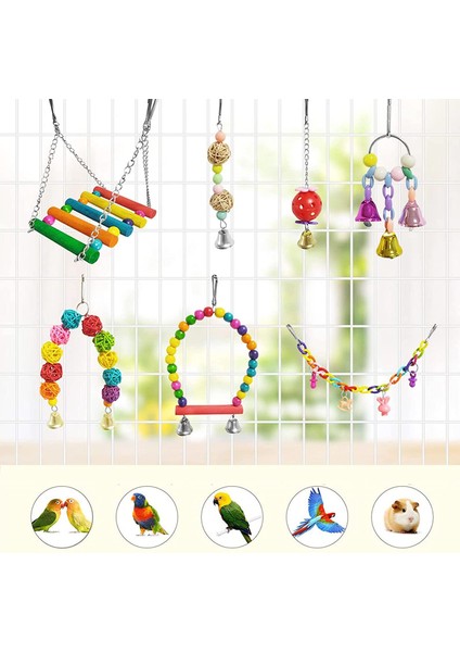 Kuş Oyuncakları Papağan Salıncak Oyuncakları Evcil Hayvan Kuş Kafesi Oyuncakları Çiğneme Asılı Çan Oyuncaklar Papağan Cockatiel Conures Aşk Kuşları ile Uyumlu (Yurt Dışından) fırsatları