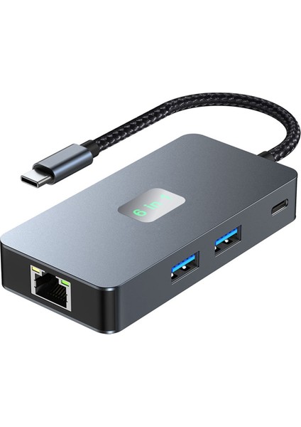 6'sı 1 Arada USB C Hub USB 3.2 Tip C Hub Gigabit+USB3.2(10Gbps)+4K/60Hz HD+PD100W Hızlı Şarj Dizüstü Bilgisayar Bağlantı Istasyonu (Yurt Dışından)