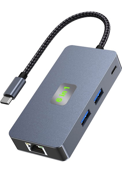 6'sı 1 Arada USB C Hub USB 3.2 Tip C Hub Gigabit+USB3.2(10Gbps)+4K/60Hz HD+PD100W Hızlı Şarj Dizüstü Bilgisayar Bağlantı Istasyonu (Yurt Dışından)