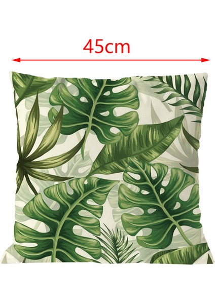 Adet Bitki Minder Örtüsü Tropik Ağaç Yeşil Kırlent Örtüsü Palmiye Yaprağı Dekoratif Yastıklar Çiçek Minder Örtüsü 45X45CM (Yurt Dışından)