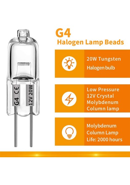 Декоративное ОСВЕЩЕНИЕ,100 Adet G4 Halojen Ampuller, 20W 12V Halojen Ampuller 2 Pin Şeffaf Lamba Ampul, Ocak Aydınlatması, Sinyal Işıkları, Parça (Yurt Dışından)
