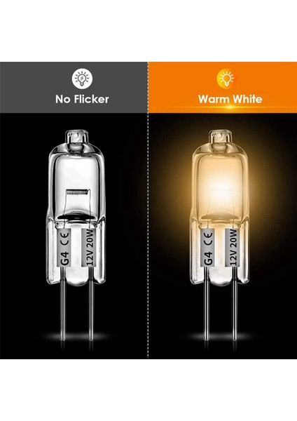 Декоративное ОСВЕЩЕНИЕ,100 Adet G4 Halojen Ampuller, 20W 12V Halojen Ampuller 2 Pin Şeffaf Lamba Ampul, Ocak Aydınlatması, Sinyal Işıkları, Parça (Yurt Dışından)