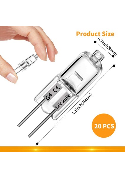 Декоративное ОСВЕЩЕНИЕ,100 Adet G4 Halojen Ampuller, 20W 12V Halojen Ampuller 2 Pin Şeffaf Lamba Ampul, Ocak Aydınlatması, Sinyal Işıkları, Parça (Yurt Dışından)