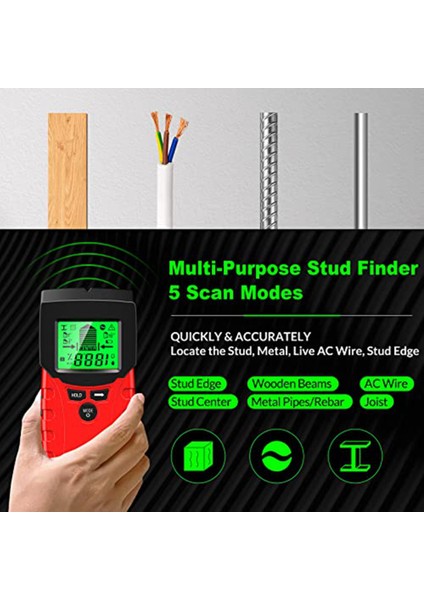 Многоцелевые Наборы,saplama Bulucu Duvar Tarayıcı, Saplama Dedektörü 8'i 1 Arada Elektronik Dijital Saplama, LCD Ekran Sensörü Işın Bulucu (Yurt Dışından)