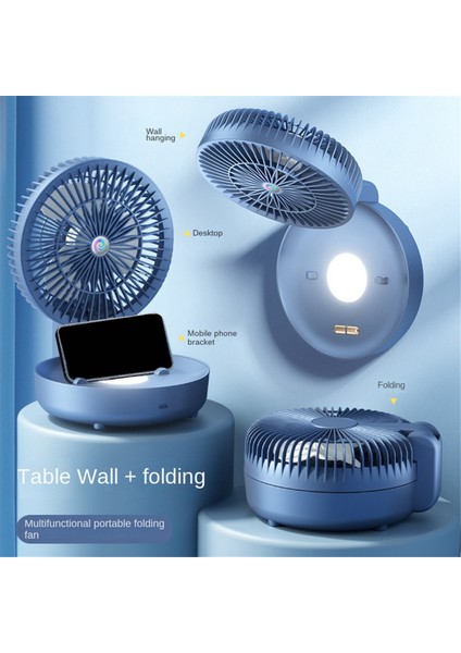 Duvara Monte Fan USB Şarj Katlanır Küçük Ultra Sessiz 3 Hız Işık, Taşınabilir Hava Sirkülasyon Fanı, Beyaz (Yurt Dışından)