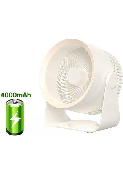 Masa Fanı, Şarj Edilebilir Taşınabilir Hava Sirkülatörü Sessiz Vantilatör, Masaüstü Duvar Tavan Vantilatörü Soğutucu Beyaz (Yurt Dışından)