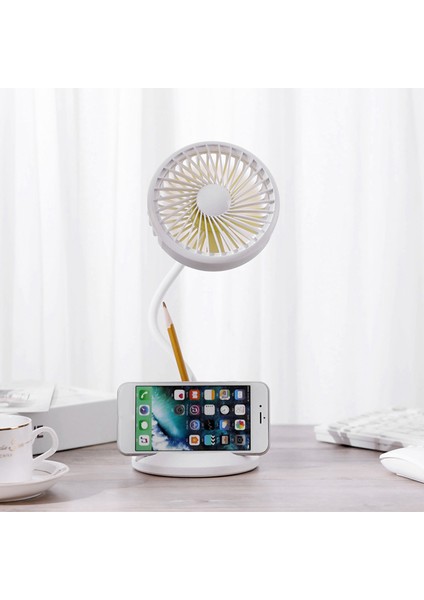 USB Klipsli Gün Işığı LED Lamba 360 Derece Ayarlı Masa Masa Fanı Ev, Ofis, Yatak Odası, Atölye, Yurt, Bebek Arabası-Beyaz (Yurt Dışından)