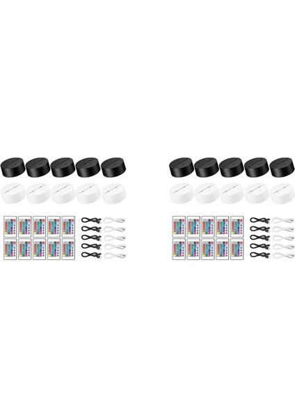 20 Paket 3D Gece LED Işık Lamba Tabanı + Uzaktan Kumanda + USB Kablosu, Akrilik Için 16 Renk Işık Gösterisi Ekran Standı (Yurt Dışından)