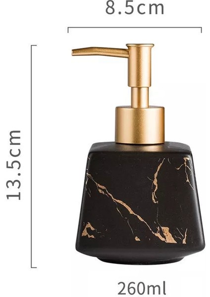 2x 260 ml Banyo Lüks Seramik Mermer Sabunluk Duş Jeli Şampuan Su Şişesi Kare Losyon Basın Şişe-Siyah (Yurt Dışından)