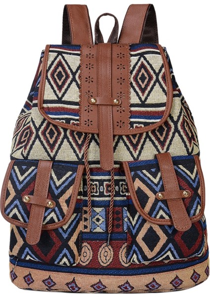 Moda Yeni Bayan Sırt Çantası Kanvas Baskı Rahat Sırt Çantası Öğrenci Sırt Çantası Seyahat Çantası Küçük Sırt Çantası Haki (Yurt Dışından)