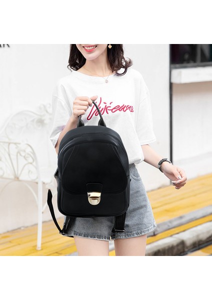 Küçük Sırt Çantası Kız Kulaklık Delik Sırt Çantası Okul Öğrenci Omuz Çantası Cep Cüzdan Siyah (Yurt Dışından) fiyatları
