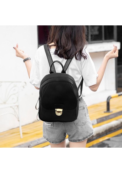 Küçük Sırt Çantası Kız Kulaklık Delik Sırt Çantası Okul Öğrenci Omuz Çantası Cep Cüzdan Siyah (Yurt Dışından) modelleri