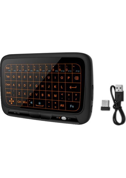 H18+ Mini Tam Dokunmatik Ekran Hava Fare Dokunmatik Yüzey Arkadan Aydınlatmalı Kablosuz Klavye Tak ve Çalıştır Akıllı Qwerty Klavye (Yurt Dışından)