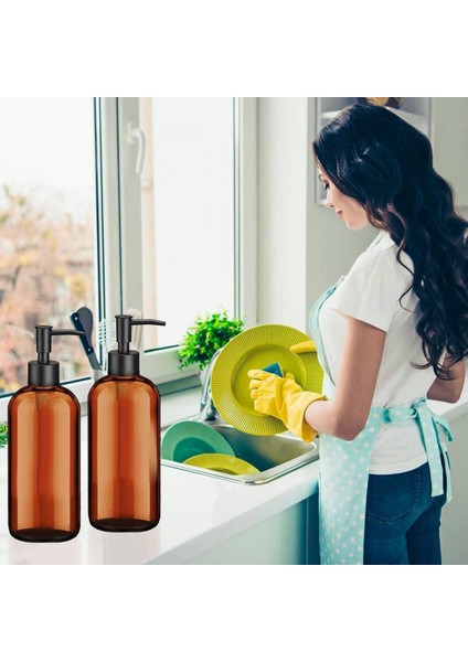 Amber Sabunluk, Pompalı, (2 Paket, 16 Oz), Sabunluk Banyo, El Sabunu Dispenseri, Bulaşık Sabunu Dispenseri (Yurt Dışından)