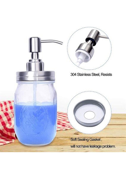 Pompalı 8 Paket Mason Kavanoz Sabunluk Kapakları, 16 Oz 8 Temizleyici Fırçalar Için Losyon Sabunluk Kapakları Dahil Gümüş (Yurt Dışından)