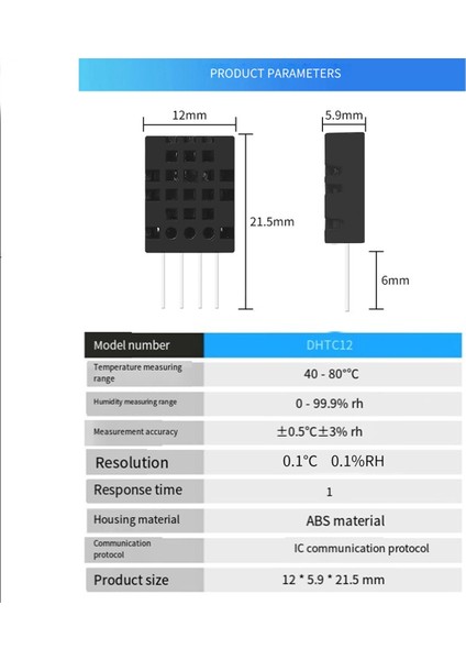 20 Adet DHTC12 Sıcaklık ve Nem Sensörü I2C Iletişim Yüksek Hassasiyetli Dijital Modül DHT20 AM2320'NIN Yerini Alır (Yurt Dışından) fırsatları