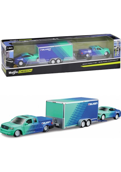 1:64 2004 Ford F-150 2015 Ford Mustang Nakliye Römork Paketi (Yurt Dışından)