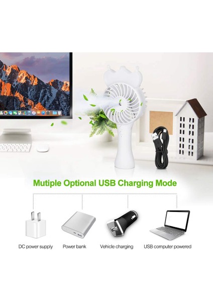 El Tipi Misting Fanı, 3 Ayarlı Taşınabilir USB Küçük Fan, Steamer-Güçlü Şarj Edilebilir Pil Fanı, Ev, Ofis, Dış Mekan Için Kişisel Soğutma Buğulu Nemlendirici (Pembe) (Yurt Dışından)