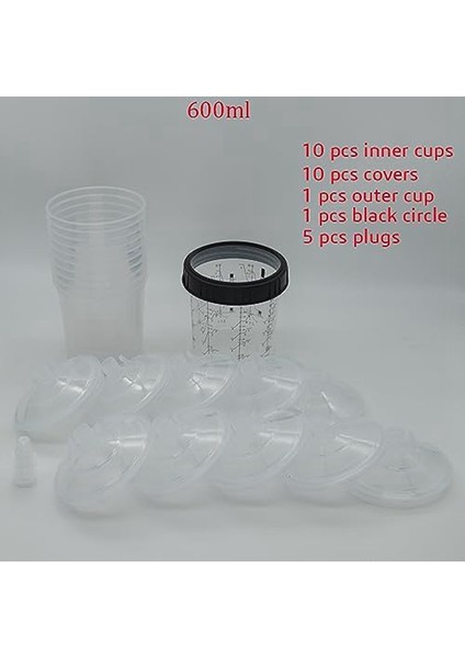 Otomotiv Boyası Karıştırma Kabı ve Astar Seti Tek Kullanımlık Boya Tabancası Kapları Otomotiv Boyası Filtre Kapakları ve Adaptörleri 10'lu Paket A (Yurt Dışından) modelleri