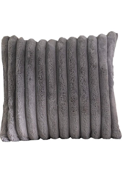 Sahte Kürk Peluş Gri Atmak Yastık Bulanık Çizgili Yastık Kılıfı Yastık Kapakları 18X18 Inç Dekor Kanepe Kanepe Yatak Odası A (Yurt Dışından) fırsatları