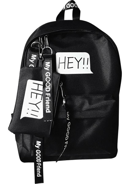 Rahat Saf Basit Sırt Çantası Kampüs Çok Yönlü Öğrenci Sırt Çantası Siyah (Yurt Dışından)