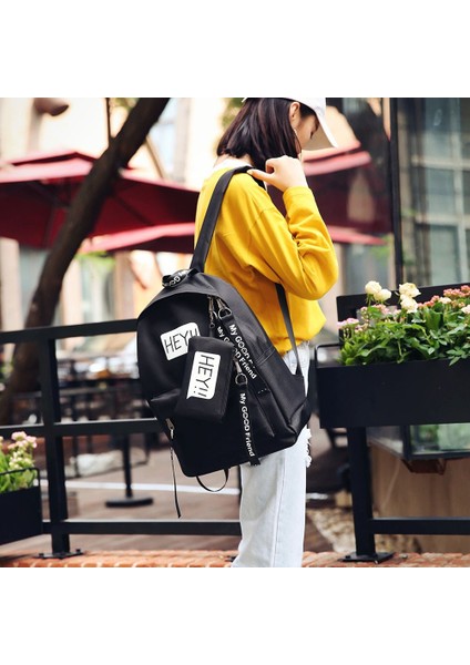 Rahat Saf Basit Sırt Çantası Kampüs Çok Yönlü Öğrenci Sırt Çantası Siyah (Yurt Dışından) modelleri