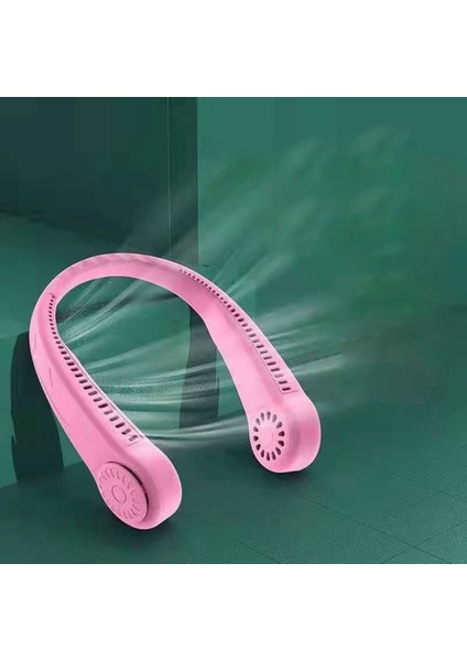 Taşınabilir Yapraksız Asılı Boyun Fan USB Şarj El Öğrenci Tembel Küçük Mini Elektrikli Fan-Yeşil (Yurt Dışından)