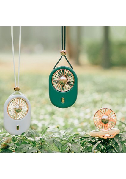 Taşınabilir Asma Boyun Fanı USB Mini Katlanır Dış Mekan El Hava Soğutma Ayarlanabilir Seyahat Soğutucu - Beyaz (Yurt Dışından)