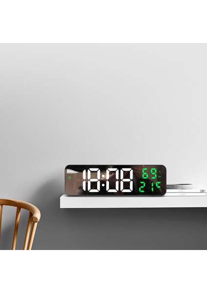 Dijital Duvar Saati Sıcaklık ve Nem Göstergesi Gece Modu Masa Çalar Saat 12/24H Elektronik LED Saat (Yurt Dışından)
