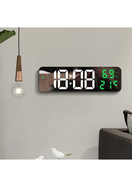 Dijital Duvar Saati Sıcaklık ve Nem Göstergesi Gece Modu Masa Çalar Saat 12/24H Elektronik LED Saat (Yurt Dışından)