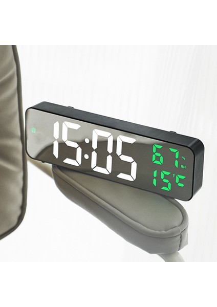 Dijital Duvar Saati Sıcaklık ve Nem Göstergesi Gece Modu Masa Çalar Saat 12/24H Elektronik LED Saat (Yurt Dışından)