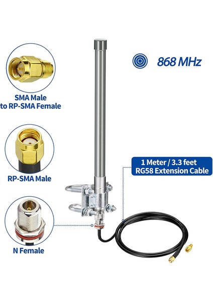 868 Mhz Lora Anten Anteni Dış Mekan 3dbi Fiberglas Lorawan Anten Nebra ile Uyumlu N Konnektörlü 1m Kablo (Yurt Dışından) fırsatları