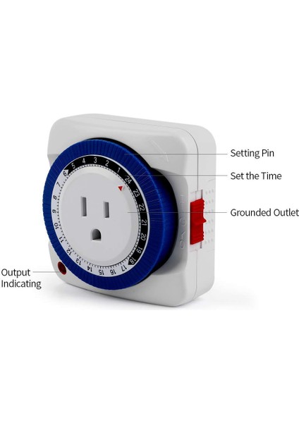 Çıkış Zamanlayıcı Anahtarı 24 Saat Plug-In Elektrikli Mekanik Çıkış Zamanlayıcı Anahtarı Çıkış Mekanik Zamanlama Soketi Abd Plug (Yurt Dışından)