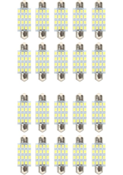 20 Adet 16 Araç Ampulü LED Smd 3528 42 mm - Beyaz (Yurt Dışından)