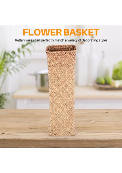 Rattan Çiçek Vazo Bambu Sepetleri Dekorasyon Vazolar Çiçek Meyve Sepeti Çiçek Vazo Ev Dekor Için Uzun Vazolar Kahverengi (Yurt Dışından) fırsatları