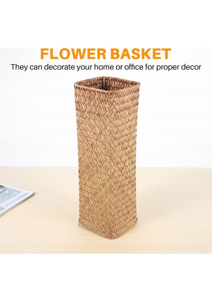 Rattan Çiçek Vazo Bambu Sepetleri Dekorasyon Vazolar Çiçek Meyve Sepeti Çiçek Vazo Ev Dekor Için Uzun Vazolar Kahverengi (Yurt Dışından) indirimleri