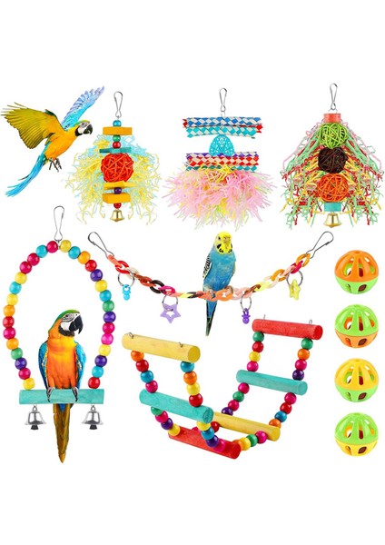Kuş Parakeet Oyuncaklar Küçük Papağan Çiğneme Oyuncakları Papağan Kafesi Uyumlu Withaging Asılı Oyuncaklar Kuş Salıncak Kuş Merdiveni Papağanlar ile Uyumlu (Yurt Dışından)