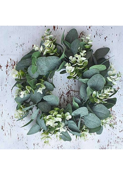 4 Paket Yeşil Okaliptüs Çelenk Yuvarlak Çelenk Yapay Çelenk Çiftlik Evi Çelenk Kapı Duvar Pencere Deco Için, 12 Inç/pc (Yurt Dışından)