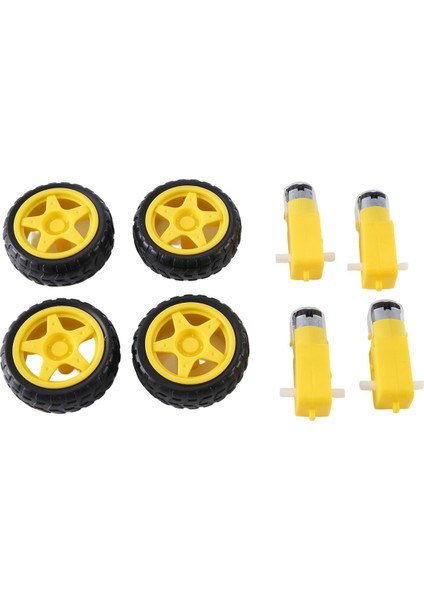 Akıllı Araba Robotu Için 4 Adet Dc 3-6V Dişli Motorlu Plastik Lastik Tekerlek (Yurt Dışından)