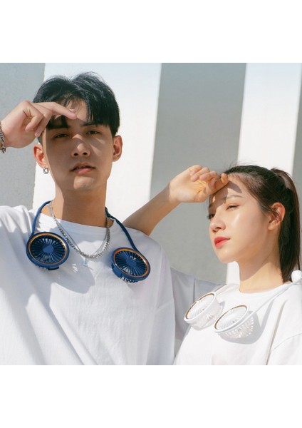 Yükseltilmiş 7 Bıçak Asılı Boyun Fanı USB Şarj Edilebilir Taşınabilir Spor Mini Hava Soğutucu-Pembe (Yurt Dışından)