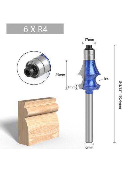 6 mm Çizim Hattı Bit Yönlendirici Bit Ağaç Işleme Freze Kesicisi Ahşap Bit Yüz Değirmeni Karbür Kesici Uçlu Değirmen Rulman ile (Yurt Dışından)